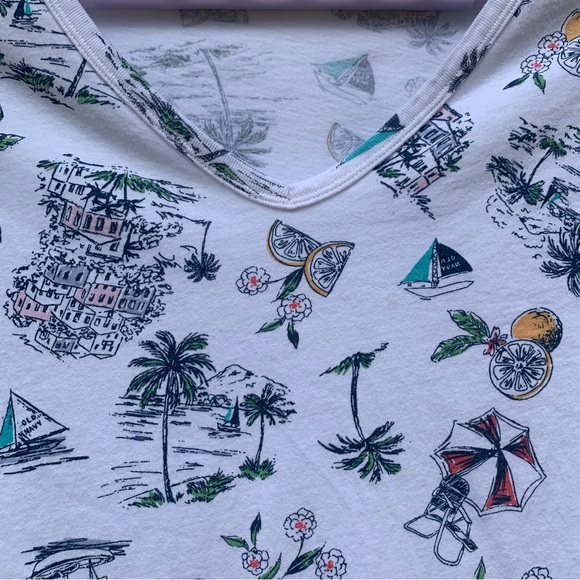 OLD NAVY Womens Size 3X Short Sleeve Top Blouse Shirt Beach Sailing Boat Print - Picture 4 of 10